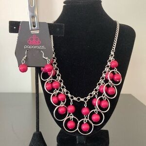 Paparazzi Bold Pink and Silver Necklace Set